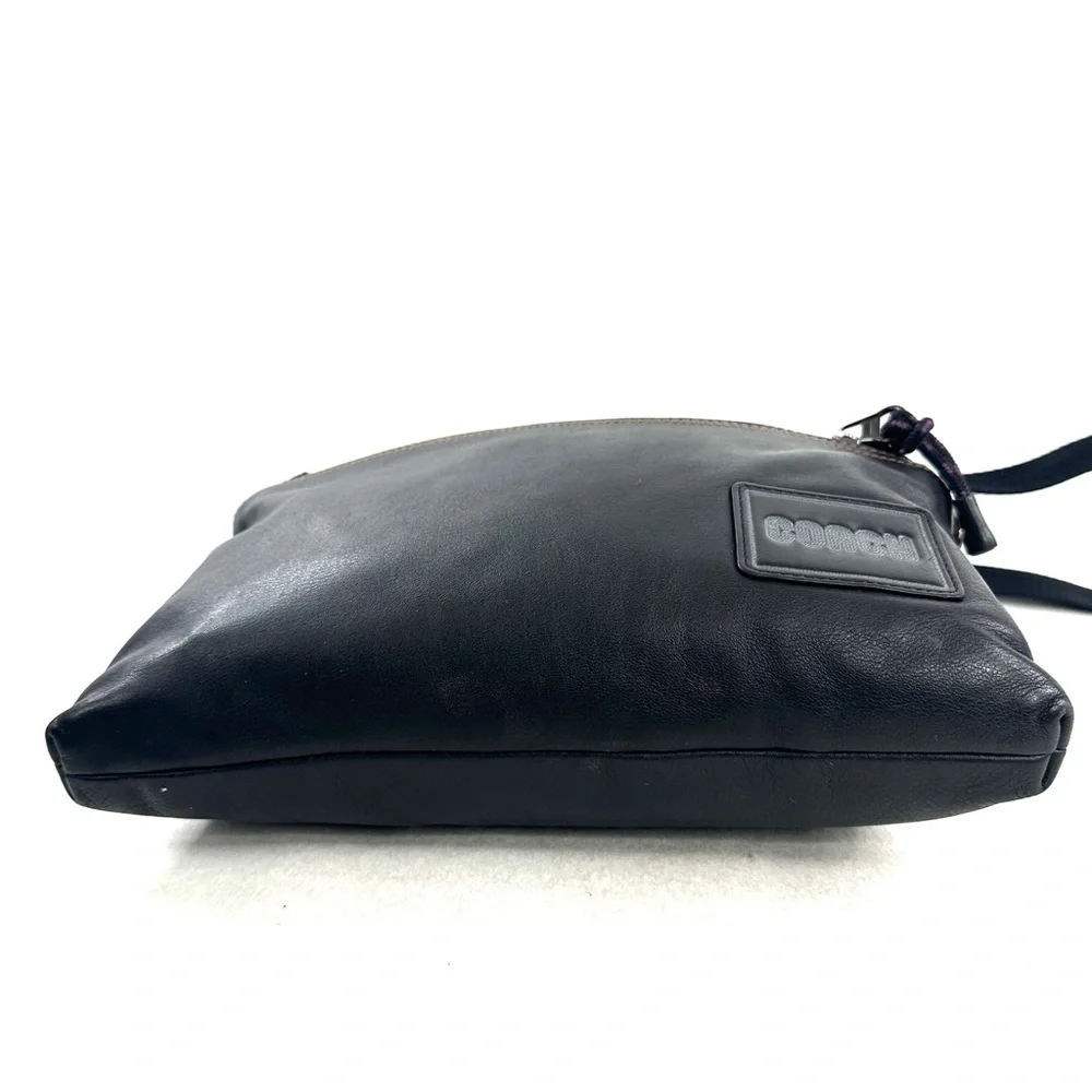 Coach Pacer 78834 Black Smooth Leather Small Crossbody Bag Retro Patch Very Rare